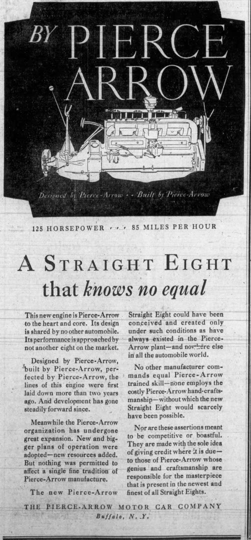 March 7, 1929 Pierce-Arrow Straight 8 Ad.